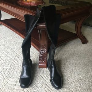Black leather over the knee boots
